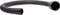 Black, ribbed plastic hose, curved, with smooth ends. Suitable for cable protection or as a drainage pipe.