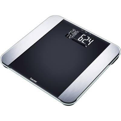 Electronic personal scales with digital display showing weight, room temperature and battery symbol. Anthracite with silver accents.