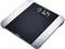 Electronic personal scales with digital display showing weight, room temperature and battery symbol. Anthracite with silver accents.