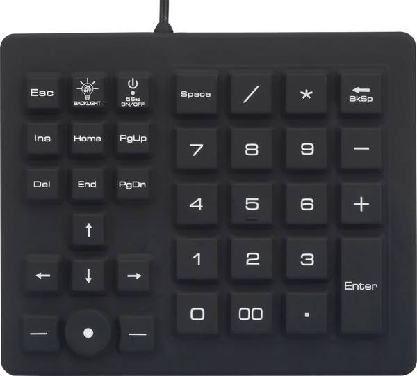 Renkforce USB Numeric keypad Splashproof, Dustproof, Touch buttons Black