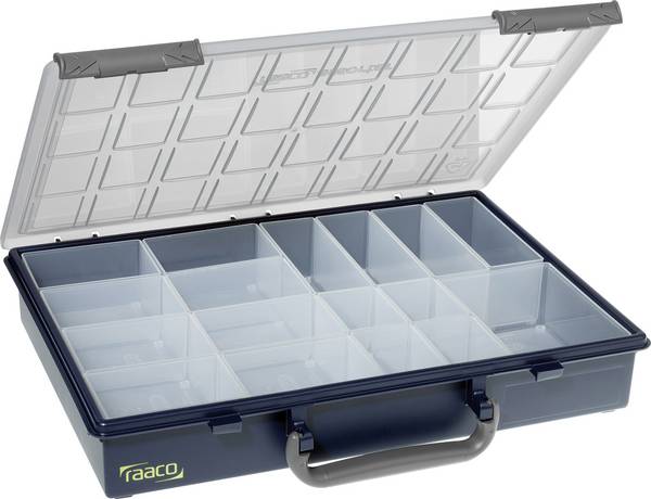 raaco Assorter 55 4x8-17 Assortment box (L x W x H) 338 x 261 x 57 mm No. of compartments: 17 fixed compartments Box Content 1 pc(s)