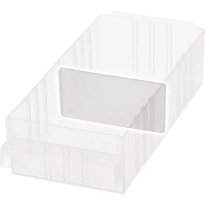 Plastic storage box with transparent lid, suitable for storing small parts.