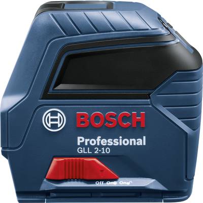 Compact laser distance metre with the inscription 'BOSCH Professional GLL 2-10', suitable for precise measurement applications.