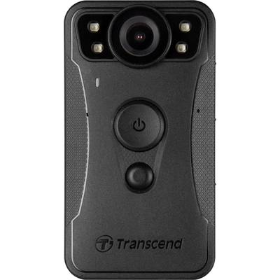 A black-grey, portable camera with a large lens in the centre, two smaller lights and a power button underneath.