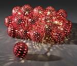 LED decorative light chain, red metal balls, 24 warm white diodes