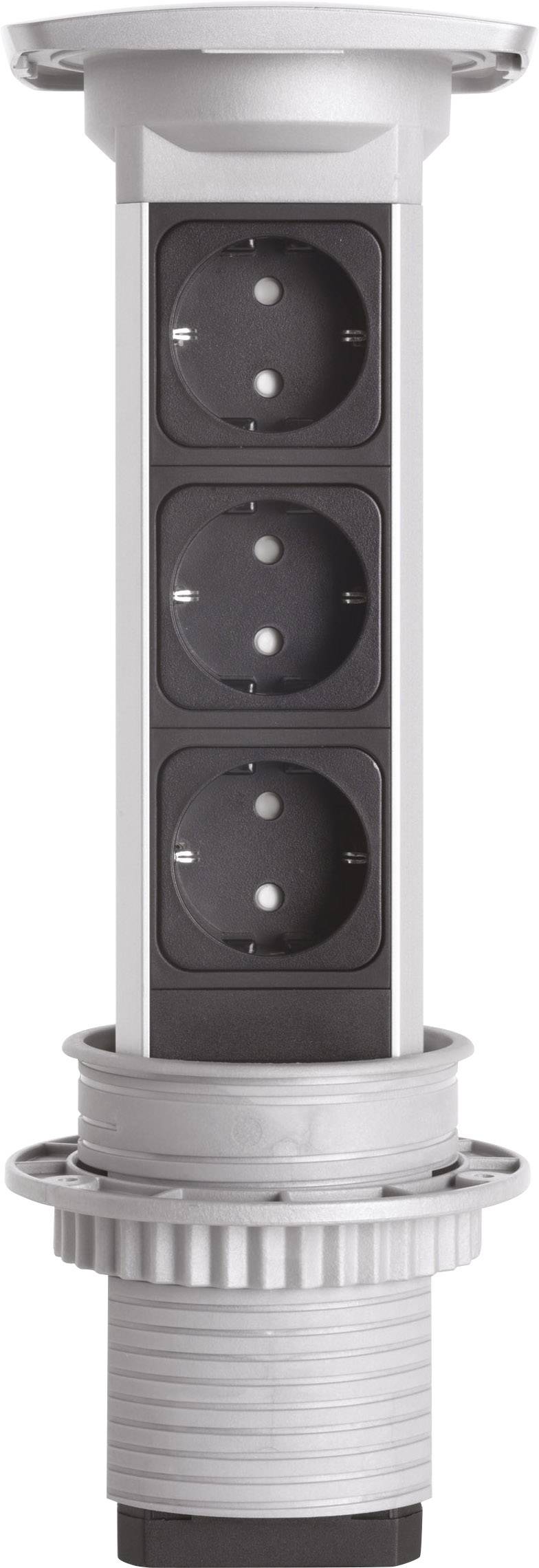 Kopp 939614013 Built-in power strip 3x Aluminium (brushed) 1 pc(s)