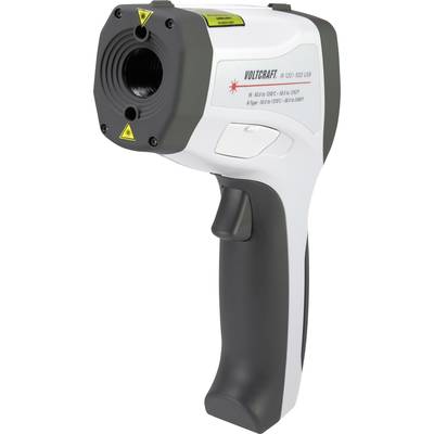 A digital infrared thermometer with an ergonomic handle and display, for precise temperature measurements in technical applications.