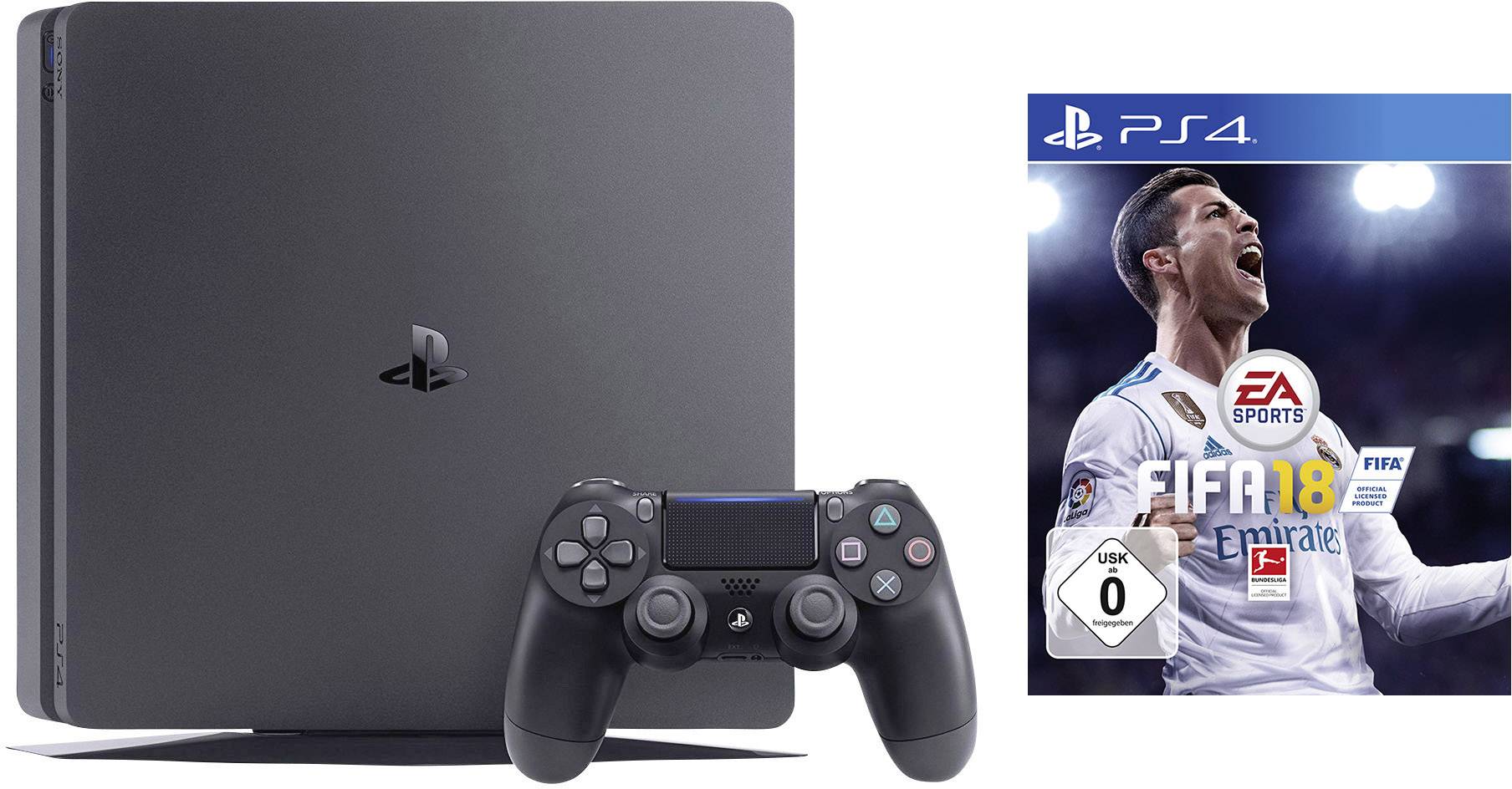 unlock Atomisk lørdag Sony Computer Entertainment Playstation® 4 Slim console 1 TB Black incl. 2x  wireless controller, incl. FIFA | Conrad.com