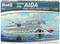 Plastic model kit of an AIDA cruise ship, scale 1:400, illustration shows the ship on blue water against a cloudy sky.