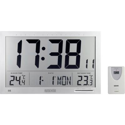 Image of Eurochron EFWU Jumbo 102 Radio Wall clock 370 mm x 230 mm x 30 mm Silver