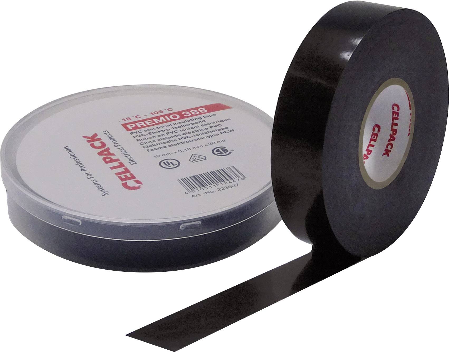 CellPack Cellpack 223605 Electrical tape Premio 388 Black (L x W) 6 m x 19 mm 1 pc(s)