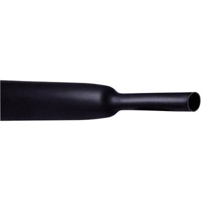 Black, hollow pipe with narrow and wide ends, positioned horizontally, against a white background.