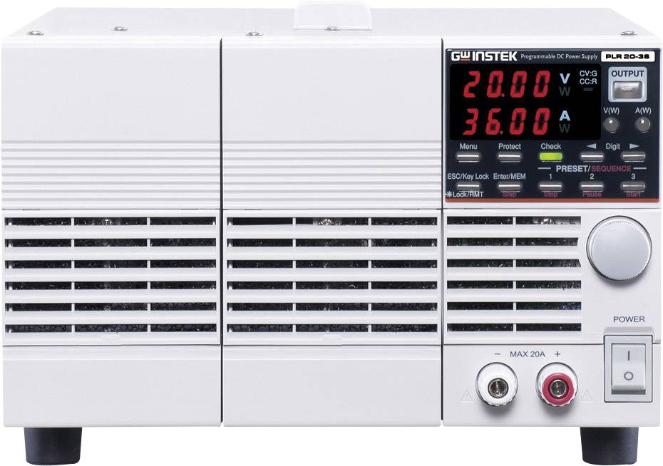 GW Instek PLR 20-36 Bench PSU (adjustable voltage) 0 - 20 V DC 0 - 36 A 720 W RS232 remote controlled, programmable, OVP-0