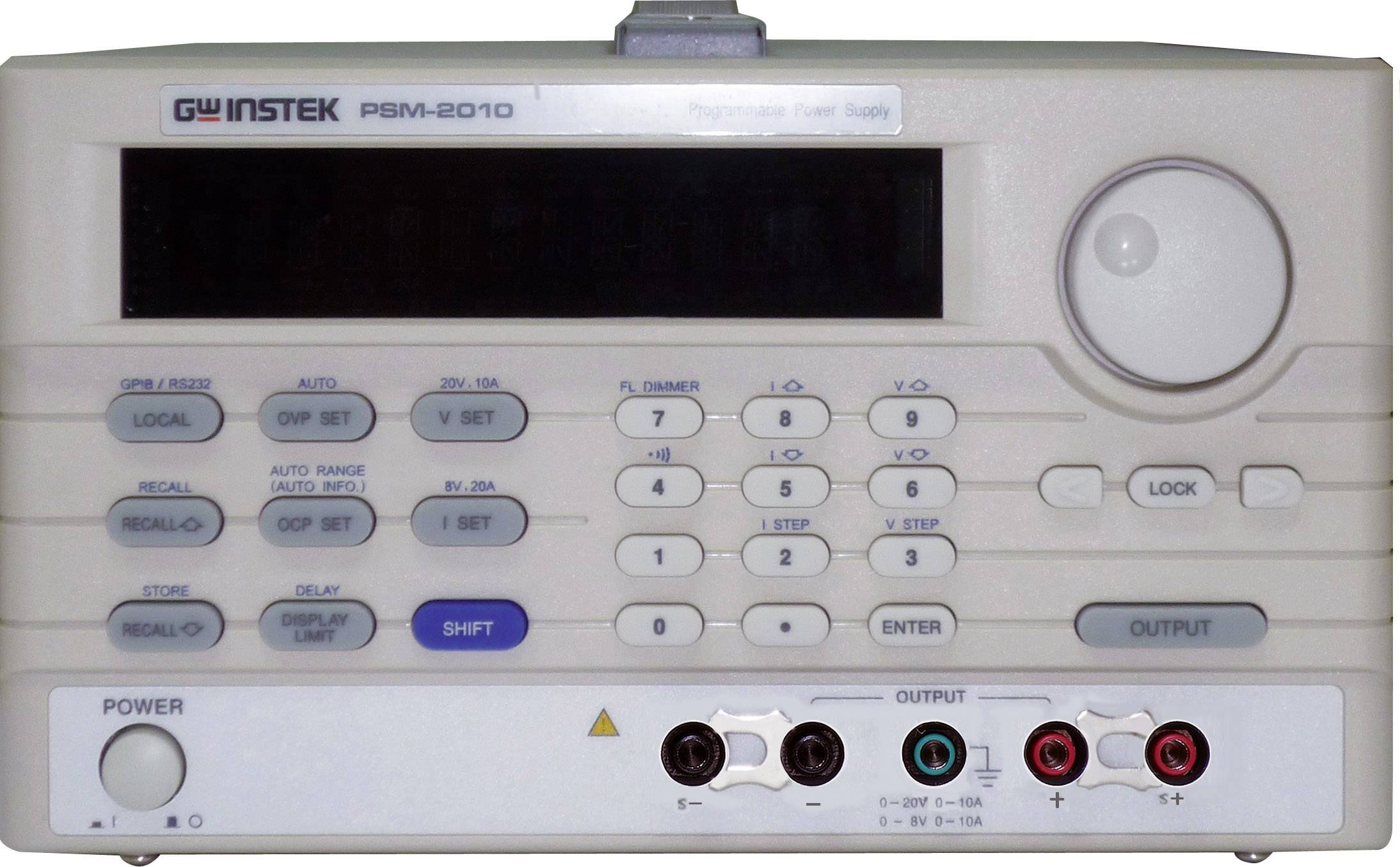 GW Instek PSM-2010 Bench PSU (adjustable voltage) 0 - 20 V DC 0 - 20 A 200 W RS232C, GPIB OVP, remote controlled, programmable No. of outputs 1 x