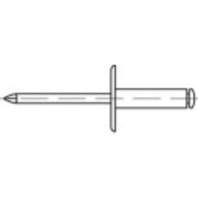 'Drawing of a blind rivet with a long shaft and a broad head, typically used for connecting material parts.'