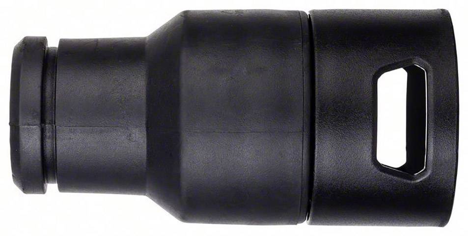 A black mechanical component with a cylindrical head and rectangular opening, likely a coupling or connecting element.