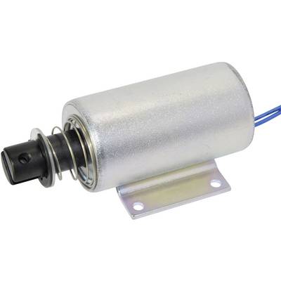 Electromagnetic train magnetic valve with silver housing and spring, mounted on a metal plate.