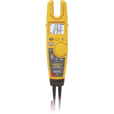 Digital voltage meter with a yellow casing shows 137 and 234 VAC. It has a display, rotary dial, and black cables with red tips.