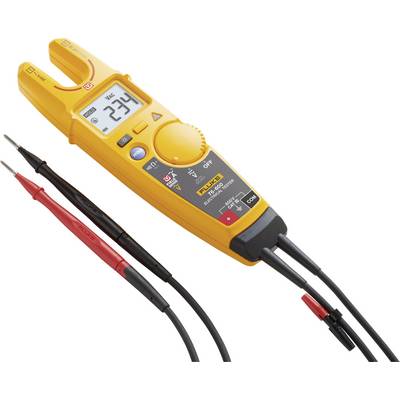 A yellow voltage meter with a digital display shows '234 V'. It has red and black test leads for current measurement.