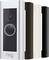Video doorbell with camera and three interchangeable housings in silver, brown and black.