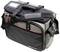Black and grey messenger bag with multiple compartments and a shoulder strap, suitable for transporting camera equipment.