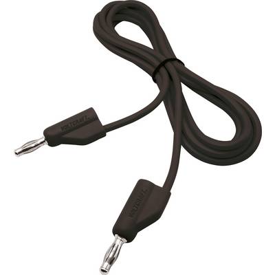Black connecting cable with two banana plugs at the ends, suitable for electrical testing equipment.