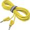 Yellow measuring cable with two insulated plugs and a hook-and-loop strap branded 'VOLCRAFT', rolled up.