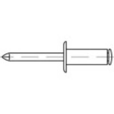 A simple linear outline of a blind rivet, comprising a bolt and a tubular piece.