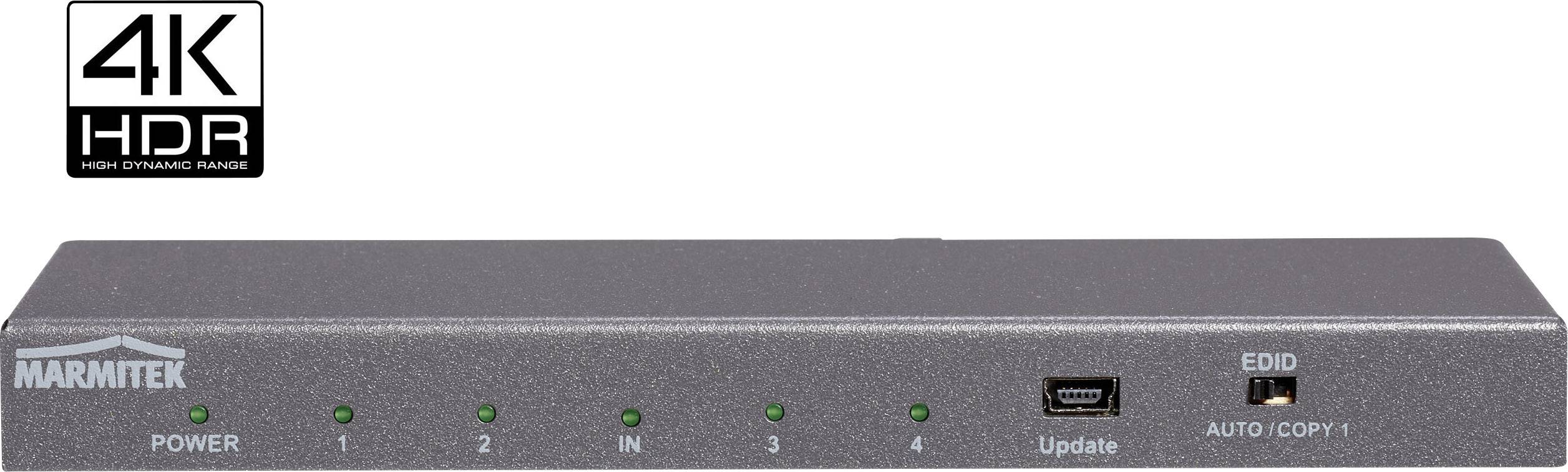 Marmitek Split 614 UHD 2.0 4 ports HDMI splitter 3D playback mode, Steel casing, Ultra HD compatibility, + built-in repeater 4096 x 2160 p Anthracite (metallic)