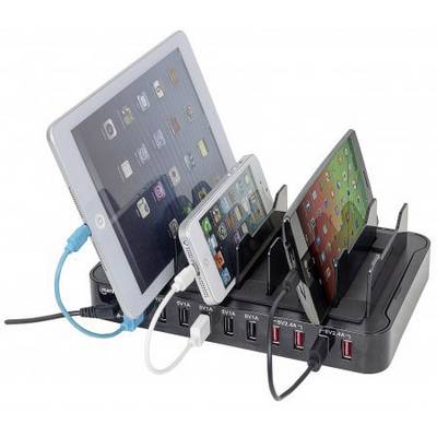 Manhattan 10-Port Charger USB charging station 76 W USB Black Mains socket-0