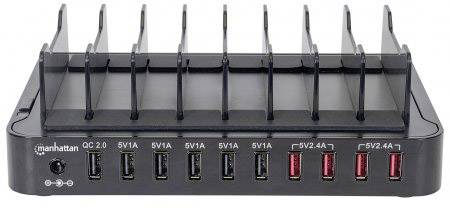 Manhattan 10-Port Charger USB charging station 76 W USB Black Mains socket-2
