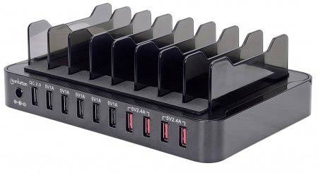 Manhattan 10-Port Charger USB charging station 76 W USB Black Mains socket-3