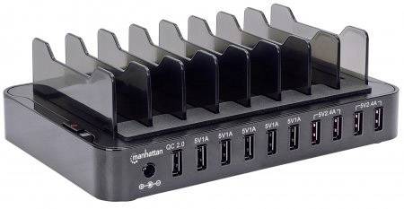 Manhattan 10-Port Charger USB charging station 76 W USB Black Mains socket-4