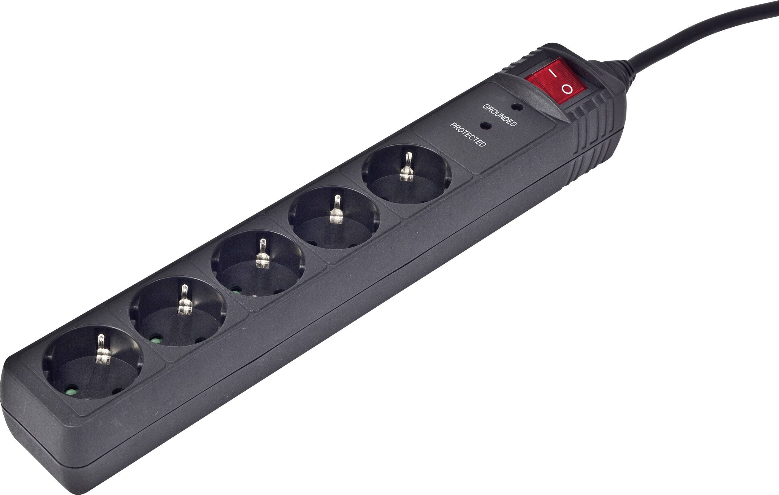 Gembird SPG5-C-15 Surge protection power strip 5x Black PG connector 1 pc(s)