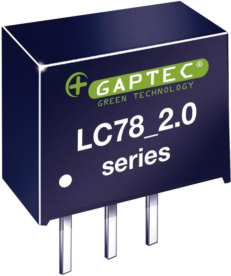 Electronic component with the inscription 'GAPTEC Green Technology LC78_2.0 series'. It has three terminals.