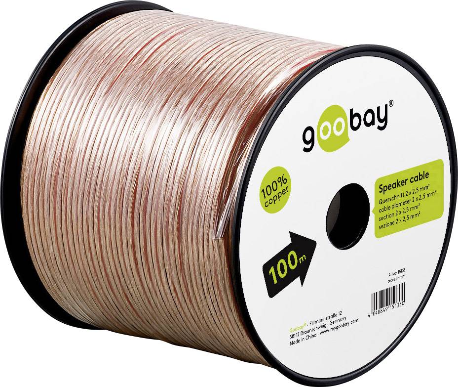 Goobay 15133 Speaker cable 2 x 2.50 mm² Transparent 100 m