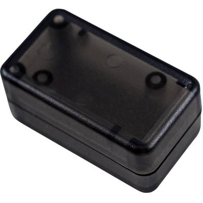 A small, rectangular, black plastic enclosure with rounded corners, suitable for protecting electronic components.