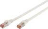 Digitus DK-1644-020/WH RJ45 Patch cable CAT 6 S/FTP 2.00 m White Flame-retardant, Metal foil shield, Braided shield, Shielded, Halogen-free, Round, twisted pairs 1 pc(s)