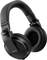 Black over-ear headphones with padded ear cups and adjustable headband, suitable for professional DJ equipment.