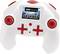 White remote control with red buttons and a small screen displaying 'GO! VIDEO'.
