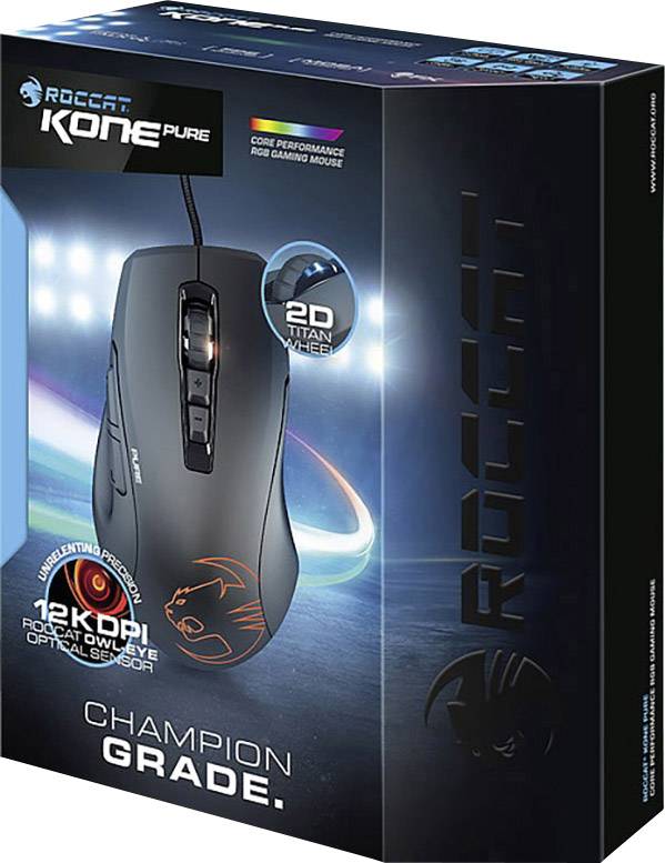 Roccat Kone Pure Owl Eye Usb Gaming Mouse Optical Backlit Built In User Memory Black Conrad Com