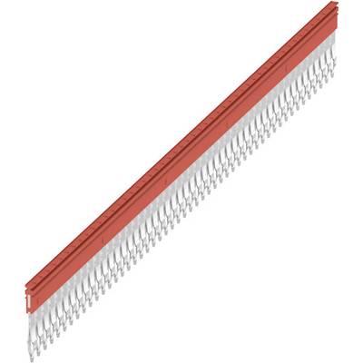 Nail strips with red plastic connectors, suitable for nail guns. Ideal for construction and woodworking.