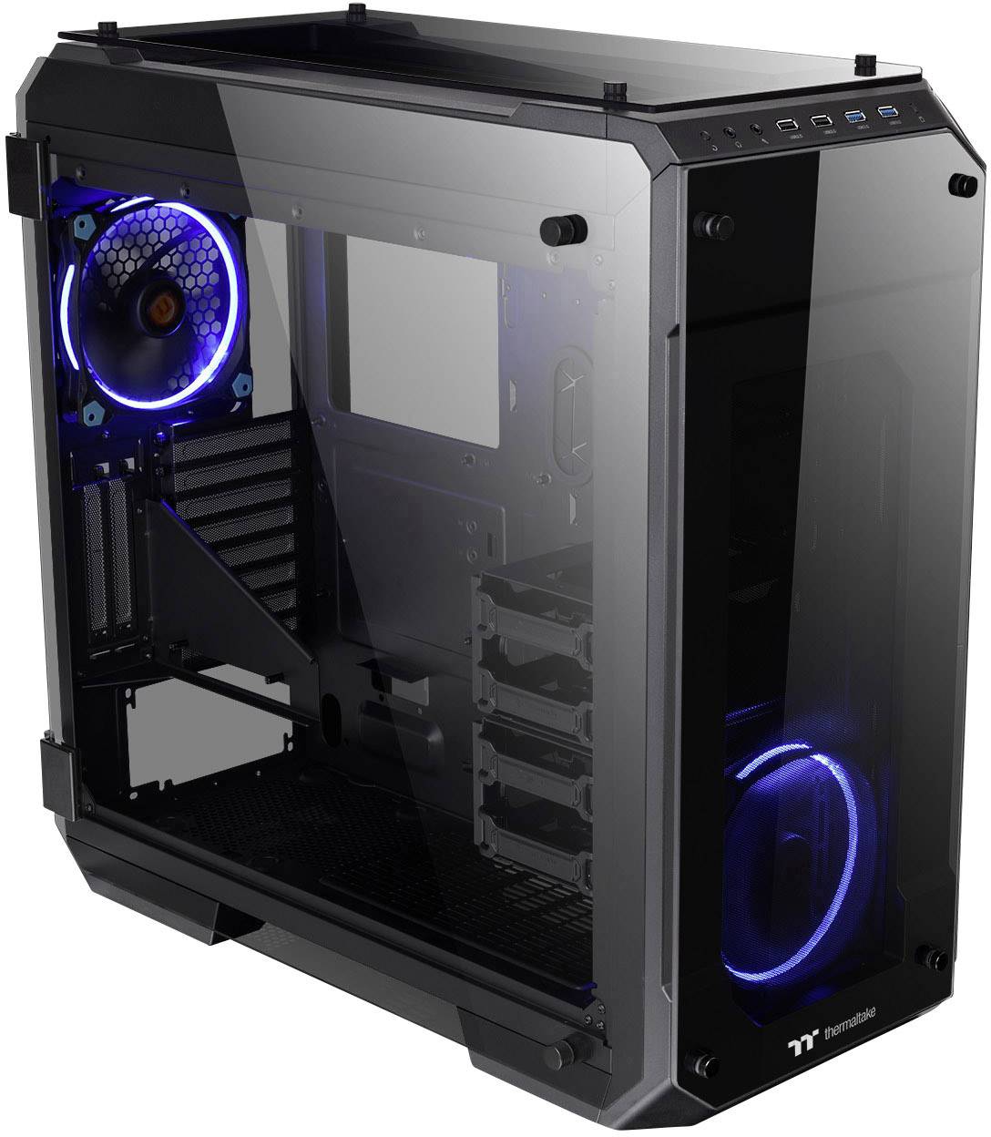 Thermaltake View 71 TG Midi tower PC casing Black 2 built-in LED fans, Window, Dust filter