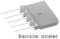 A grey, rectangular electronic component with five connection pins and the label 'Backside: isolated' at the bottom of the image.