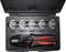 A crimping tool set in an open box. Contains a pair of pliers with red handles and five interchangeable crimping inserts for different cables.