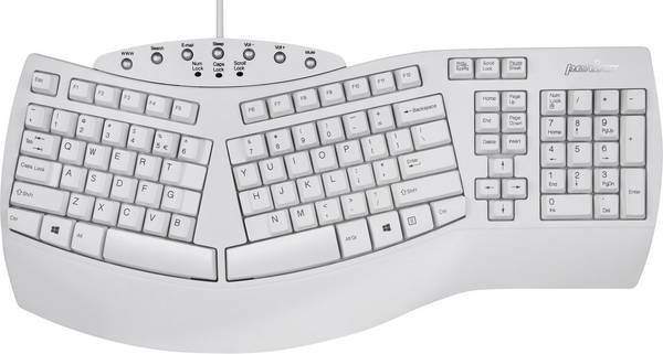 Perixx Periboard-512 USB Keyboard German, QWERTZ White Ergonomic