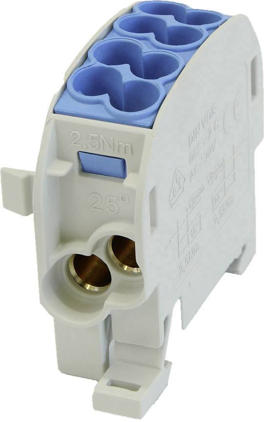 HoraeTec 080110-1-3 Main tap terminal PA, Brass Grey-white (RAL 7035), Light blue (RAL 5012) 1-pin 100 A 690 V Conductor type = N