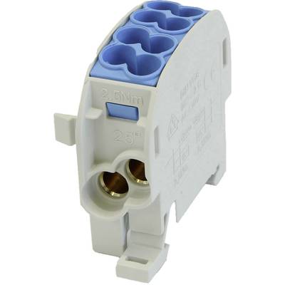 HoraeTec 080110-1-3 Main tap terminal PA, Brass Grey-white (RAL 7035), Light blue (RAL 5012) 1-pin 100 A 690 V Conductor
