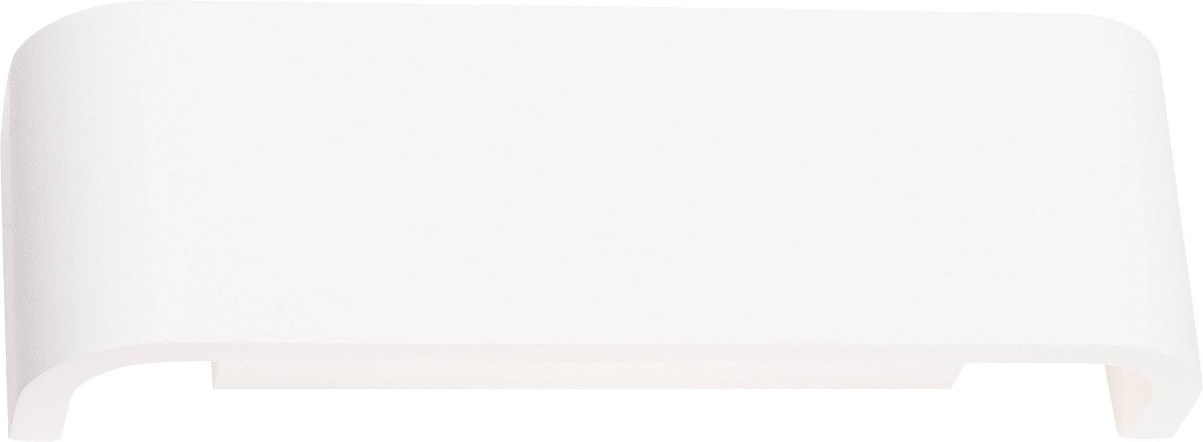 White, minimalist wall light with rectangular shape and rounded edges.