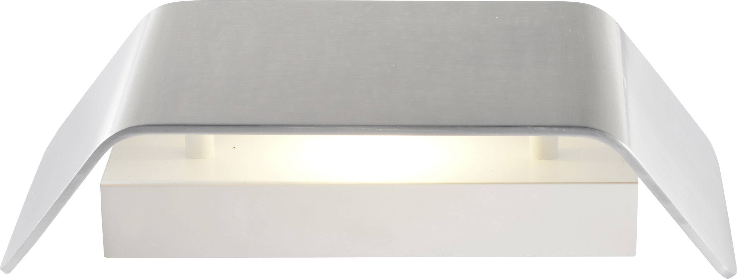 Wall lamp with a simple, modern design; brushed metal and white light. Ideal for subtle, stylish lighting.